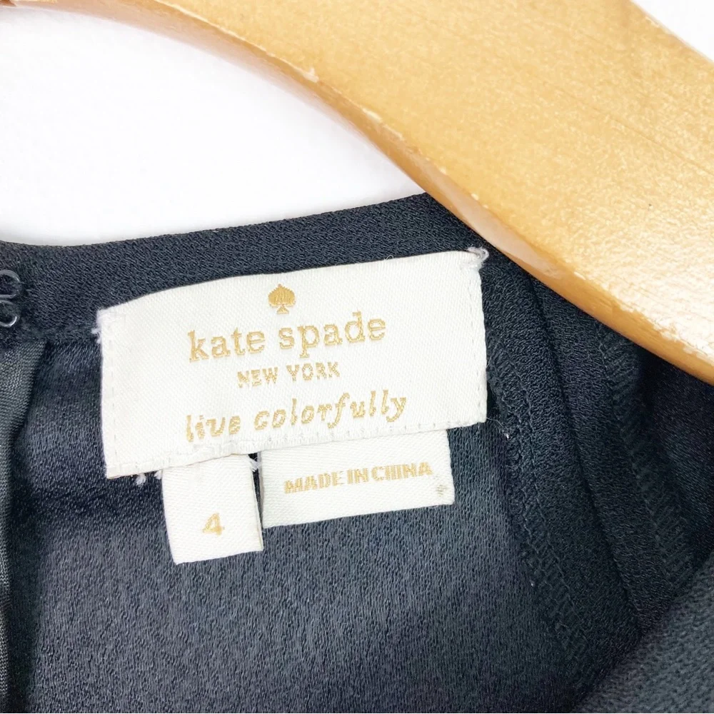 Kate Spade Lace Trim Satin Crepe Top Black and White Size 4